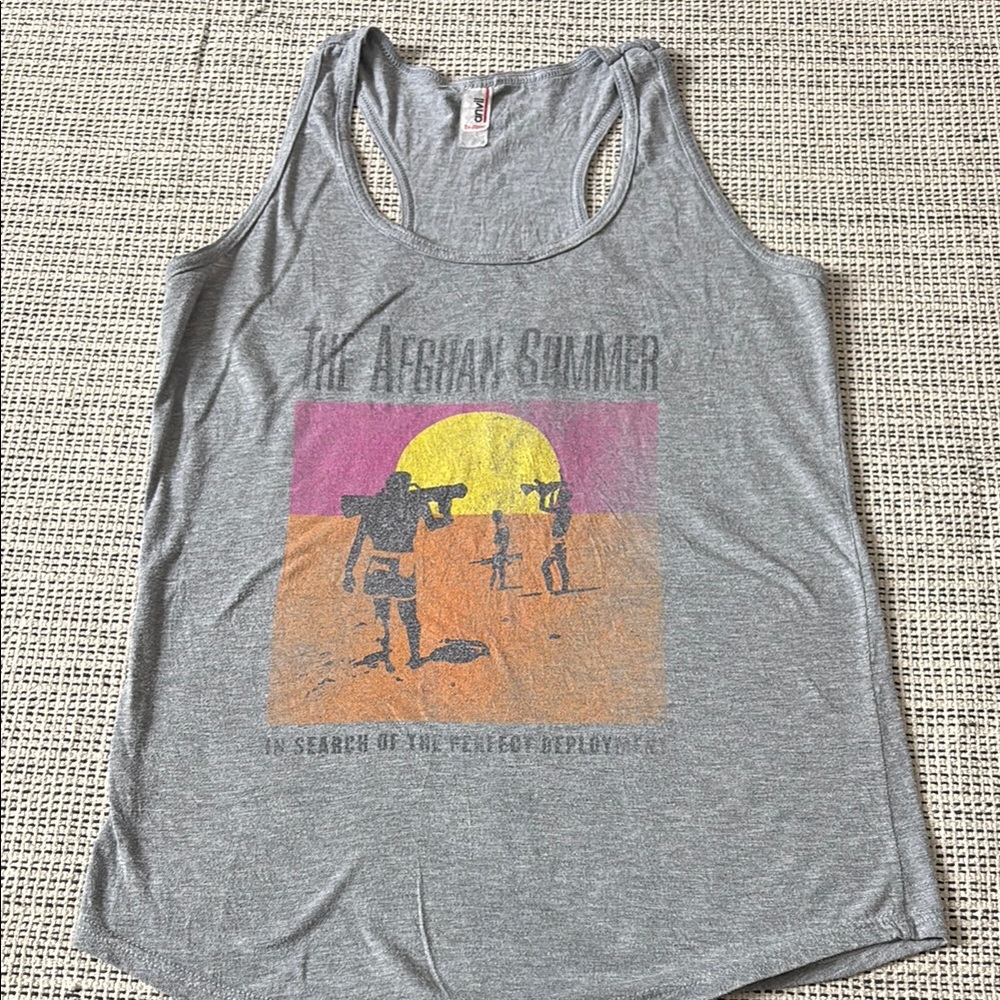 Women’s Gray Graphic Tank -Afghan Summer in Search of the Perfect Deployment